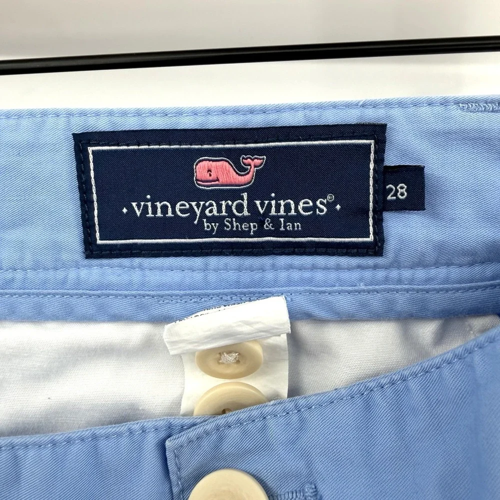 Vineyard Vines Shorts Mens 28x9 Light Blue Club Short Cotton Twill Preppy Beach